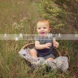 Baby Bodysuit Cake Smash Boy Outfit Soft Plain Baby Rompers thumbnail-1