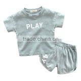 Wholesales Summer Cotton Short Sleeve Kids t Shirt With Pants Set thumbnail-3