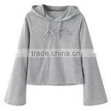 Small Quantity Accept Women Grey Raglan Sleeve Drawstring Hoodie With Custom Logo thumbnail-1