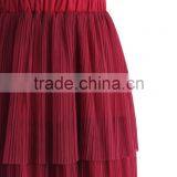2016 Guangzhou Shandao Supplier Latest Model Good Quality Women Summer Casual 3 Layers Pleated Red Long Chiffon Skirt thumbnail-3