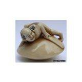 Mammoth Netsuke - Man on Disk thumbnail-1