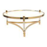 Best Selling Round Acrylic Coffee Table With Stainless Steel Electroplated Titanium Frame thumbnail-2