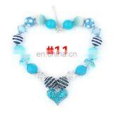 Valentine'sDay Baby Girl Necklace Kids Pink Chunky Bubblegum Beads Necklace Love Hear Pendants 35Styles thumbnail-7