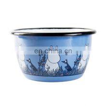 China Zhejiang Black Logo Enamel Cereal Fruit Metal Bowl With Red Rolled Rim for Home thumbnail-3