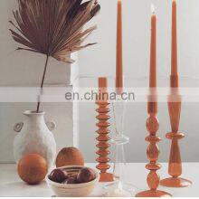 INS Crystal Candlestick Holder Nordic Candelabro Orange Porta Velas De Cristal Amber Glass Candle Holders Trending Home Decor thumbnail-5