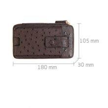 Handmade Leather Goods Ostrich Leather Zipper Mobile Phone Clutch Leather Long Wallet Customization thumbnail-5