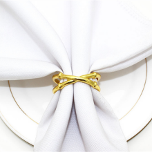 Spot Simple Style Bamboo Metal Golden Buckle Napkin Ring For Event Decoration thumbnail-3