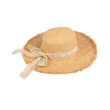 Summer Lace Tie Sun Hat Fur Brimmed Lafite Straw Hat Outdoor Travel Sun Visor thumbnail-3