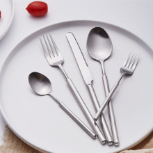 Creative Silver Thickened Round Handle Flatware Set Stainless Steel 304 Matte Cutlery thumbnail-1