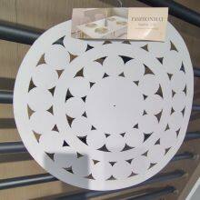 Non-Slip Heat Resistant Washable Vinyl Table Mats for Kitchen Dining Beautiful Vinyl Silver Round Placemats thumbnail-2