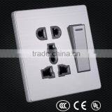 E Series 2 Plug+ 3 Plug Socket With Sitch, Stainless Steel Switch thumbnail-2