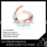 Gemstone Ring 3 Pearl Rings Fashion Rose Gold Plated Jewelry Wholesale 2014 Wedding Ring thumbnail-3