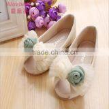 2015 Spring New Design Korean Fashion Girls Princess Shoes Floral Bow Pear Kids Girls Shoes