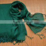 Wholesale Korean Japan Fashion Women Solid Color Plain Tassel France Linen Scarf Shawl thumbnail-2