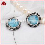 Natural Aquamarine Stone Beads With Ziron Micro Side Faceted Beads Inlaid Pave With Opal & Black Spinel Zircon thumbnail-4