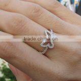Butterfly Silver Crystal Rings Gemstone Rings Fashion Rings thumbnail-2