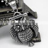 Mens Steel Titanium Vintage Owl Pendant Wholesale thumbnail-3