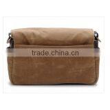 Tan Waxed Canvas Messenger Bag With Full-grain Leather Quality Choice thumbnail-2