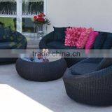Wicker Resin Rattan Cocoon Sofa With Round Table