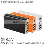 Customized and fast delivey output shorted protest 5 Ports USB Charger 5V model EP-3PU305/405