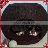 High Quality Dark Brown PE Wicker Woven Large Dog House for Sale thumbnail-3