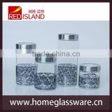 Round Glass Mason Jar With Printings With Stainless Steel &pvc Cover