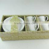 White Stock Lot for Sale Ceramic Tea / Coffee Cup & Saucer With Color Box 12 Pieces Set thumbnail-2