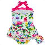 Girls Summer Swimming Outfits Strape Floral Plus Size Ruffle Wholesale Swimwear thumbnail-4
