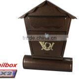 FQ-101 Cheap European Style Metal Mailbox With Newspaper Storage Holder thumbnail-2