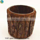 Glass Candle Votives With Wood Cover thumbnail-1