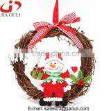 Hot sales cheap with ribbon Christmas decorations rattan snowman wreath
