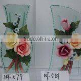 Glass Vase With Porcelain Flower thumbnail-1