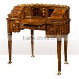 Retro Vintage English Victorian Style Finely Carved Solid Wood Veneer Replica Long Console Table With Wheels BF12-05274c thumbnail-3