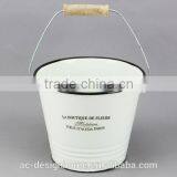 ROUND ENAMEL IRON STORAGE W/HANDLE thumbnail-1