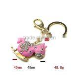 Wholesale Custome Pink Enamel Cute Poppy Horse Charm Keychain KY07-0030 thumbnail-1