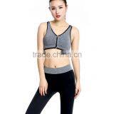 Sexy Zipper Sports Bra Sets Wireless Running Fitness Wear Factory Price Yoga Bra thumbnail-3