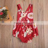 Vintage Floral Printing Baby Girl Summer Romper With Tassels 0-24M Bubble thumbnail-4