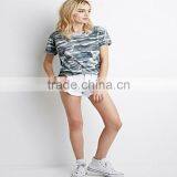 2015 Hot Sale Ladies Wear Short Sleeves Camo T-Shirt Round Neck Tee thumbnail-2