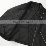 Women's Cool Black Moto Riders Coats Diagonal Front Zipper Leather Jackets thumbnail-3