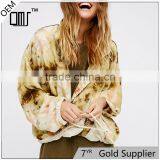 2017 Oem Women Tie Dye Spread Collar Coat With Drawstring Waist thumbnail-1