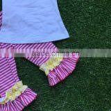 2016 Summer Design Girls Baby 2-7 Years Old Girls Hot Pink Strpies Clothing Capri Outfit Child Clothing With Matching Headband thumbnail-3