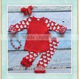 2017 New Valentines Day Sets Boutique Children Clothing Wholesale Spring Kids Clothing Wholesale Heart Printed Top Ruffle Pants thumbnail-1