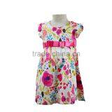 Flower Printed With Bow Flutter Sleeves Baby Girl Party Dress thumbnail-1