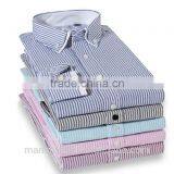 2017 Double Collar Contrast Color Striped Men Oxford Shirts thumbnail-1