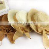 Summer Bow Ribbon Straw Sun Hat Beach Wide Brim Roll-up Floppy Cap thumbnail-4