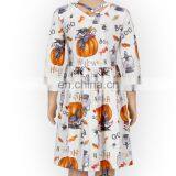 Halloween Cross Neck Pumpkin 3/4 Sleeve Girls Skirt Fashion Dress thumbnail-2
