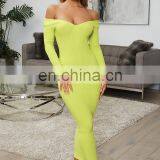 Wholesales Women V-Neck Fashion Casual Dresses Ladies Bodycon Long Sleeve Long Dresses Women Autumn Dresses thumbnail-4