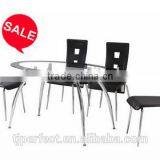 modern american furnitue tempered glass and chrome leg glass dining table