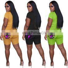 Весенне-летняя новая модная повседневная спортивная костюм с печатью, костюм из коротких рукавов и шортов, костюм для полных женщин, оптовая продажа, возможность заказать с индивидуальным логотипом thumbnail-3