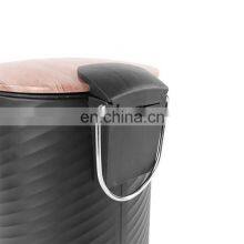 5 Liter Iron Powder Coating Pedal Bin Embossing Body Design Trash Can for Home Office and Kitchen Use Black Waste Bin thumbnail-5